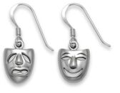 Silver Drop Earrings - Comedy/Tragedy Masks